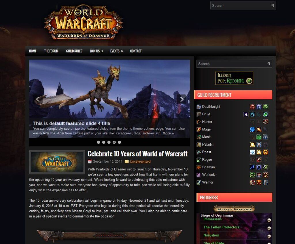 Site Template Warcraft Web World