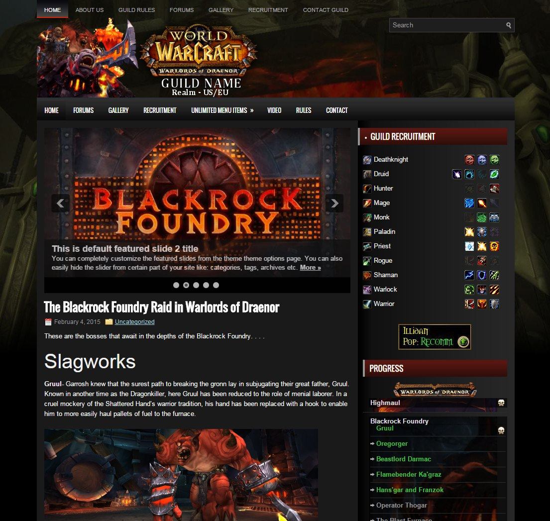 Blackrock World of Warcraft wordpress theme