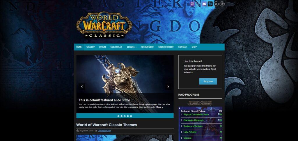 wow classic blue the best wordpress theme for gamers